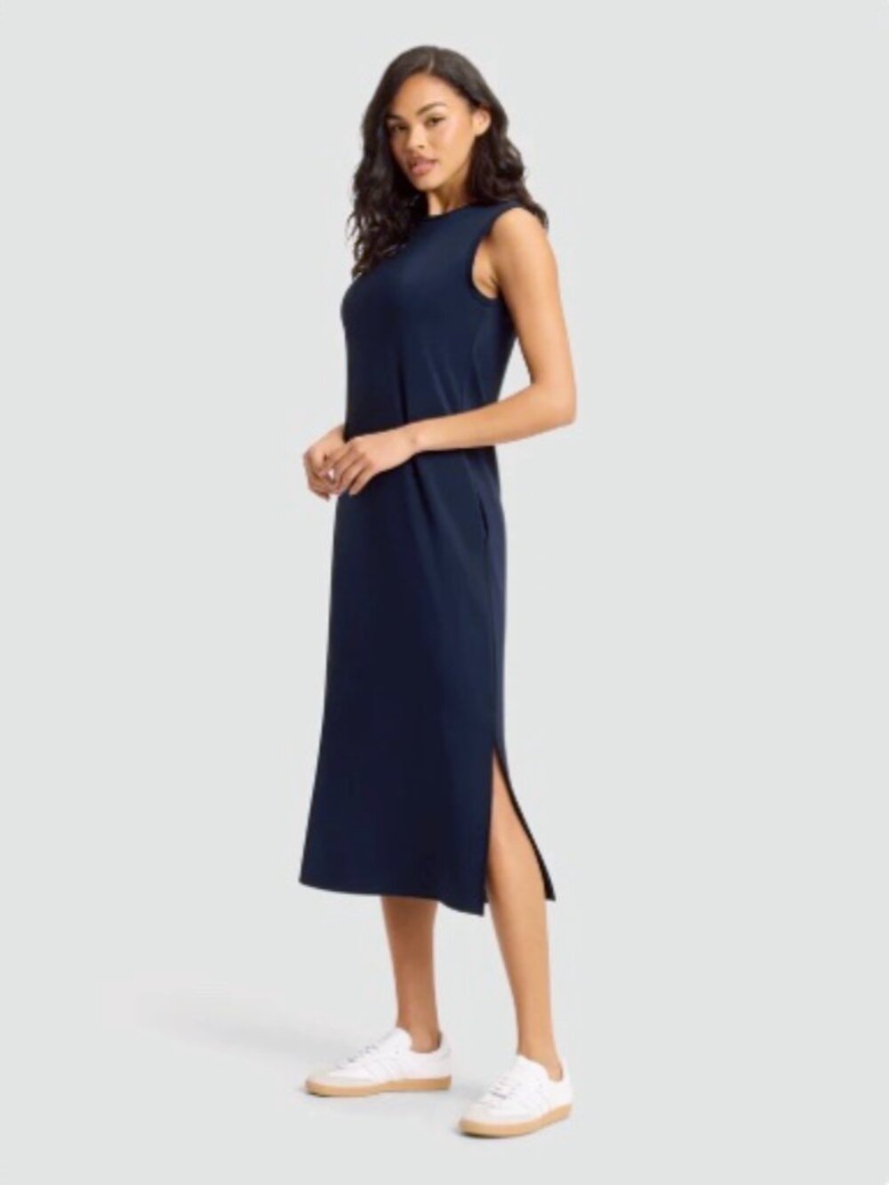 NWT Cozy Earth Women's M Navy Brushed Bamboo Sleeveless Midi Dress